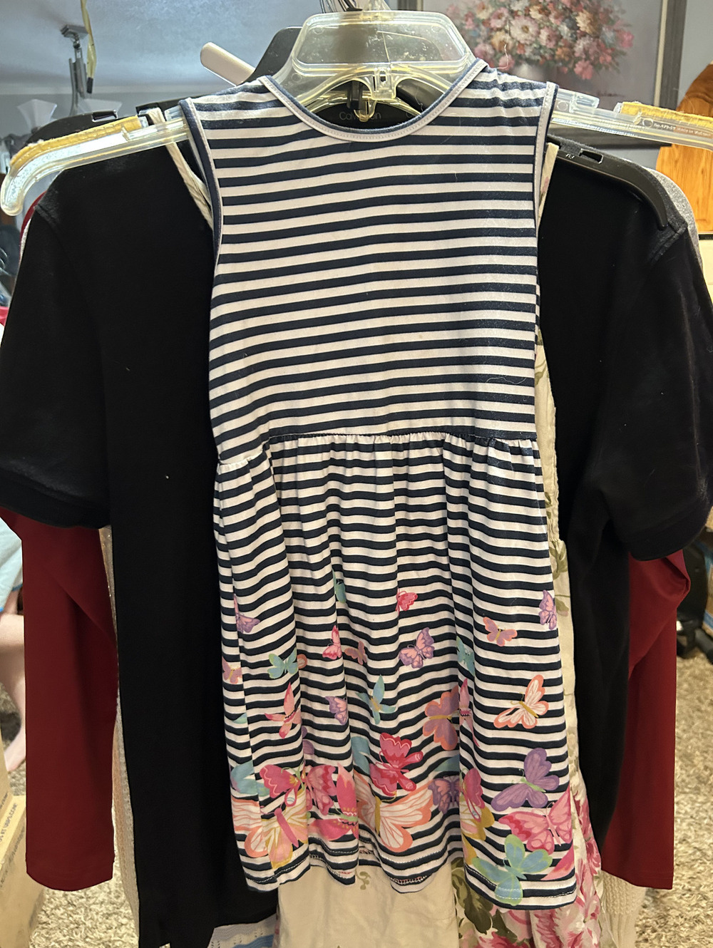 Freestyle Girls Striped Floral Butterfly Dress Size Large